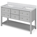 Jeffrey Alexander 60" Gray Adler Double Bowl with White Carrara Marble Vanity Top