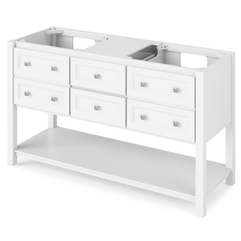 Jeffrey Alexander 60" White Adler Double Bowl with Calacatta Vienna Quartz Vanity Top