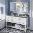 Jeffrey Alexander 60" White Adler Double Bowl with Steel Gray Cultured Marble Vanity Top