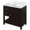 Jeffrey Alexander 36" Espresso Astoria Right Offset Calacatta with Vienna Quartz Vanity Top Rectangle Bowl