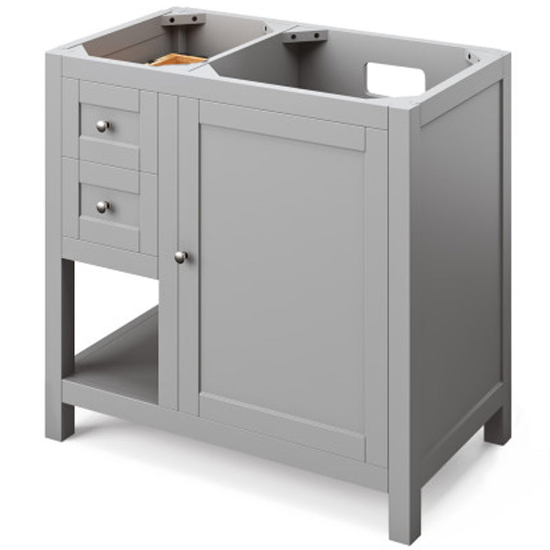 Jeffrey Alexander 36" Gray Astoria Right Offset with Black Granite Vanity Top Rectangle Bowl