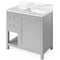 Jeffrey Alexander 36" Gray Astoria Right Offset with Calacatta Vienna Quartz Vanity Top Rectangle Bowl