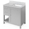 Jeffrey Alexander 36" Gray Astoria Right Offset with White Carrara Marble Vanity Top Rectangle Bowl