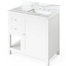 Jeffrey Alexander 36" White Astoria Right Offset with Calacatta Vienna Quartz Vanity Top Rectangle Bowl