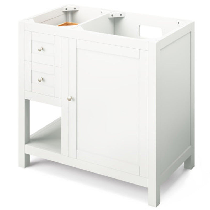 Jeffrey Alexander 36" White Astoria Right Offset with White Carrara Marble Vanity Top Rectangle Bowl