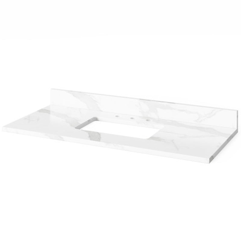 Jeffrey Alexander 48" White Astoria with Calacatta Vienna Quartz Vanity Top Rectangle Bowl