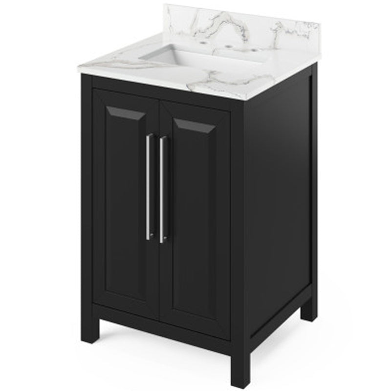 Jeffrey Alexander 24" Black Cade Calacatta with Vienna Quartz Vanity Top Rectangle Bowl