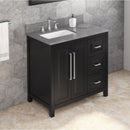 Jeffrey Alexander 36" Black Cade Left Offset with Steel Gray Cultured Marble Vanity Top Rectangle Bowl