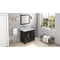 Jeffrey Alexander 36" Black Cade Left Offset with White Carrara Marble Vanity Top Rectangle Bowl