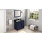 Jeffrey Alexander 36" Hale Blue Cade Left Offset with Black Granite Vanity Top Rectangle Bowl