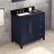 Jeffrey Alexander 36" Hale Blue Cade Left Offset with Black Granite Vanity Top Rectangle Bowl