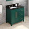 Jeffrey Alexander 36" Forest Green Cade Left Offset with Black Granite Vanity Top Rectangle Bowl