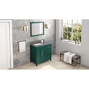 Jeffrey Alexander 36" Forest Green Cade Left Offset with Boulder Cultured Marble Vanity Top Rectangle Bowl