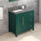 Jeffrey Alexander 36" Forest Green Cade Left Offset with Boulder Cultured Marble Vanity Top Rectangle Bowl