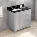 Jeffrey Alexander 36" Gray Cade Left Offset with Black Granite Vanity Top Rectangle Bowl