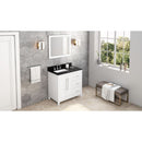 Jeffrey Alexander 36" White Cade Vanity Left Offset Rectangle Bowl with Black Granite Vanity Top