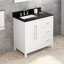 Jeffrey Alexander 36" White Cade Vanity Left Offset Rectangle Bowl with Black Granite Vanity Top