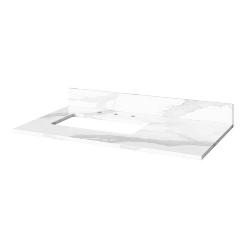 Jeffrey Alexander 36" White Cade Vanity Left Offset Rectangle Bowl with Calacatta Vienna Quartz Vanity Top