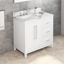 Jeffrey Alexander 36" White Cade Vanity Left Offset Rectangle Bowl with Calacatta Vienna Quartz Vanity Top