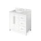 Jeffrey Alexander 36" White Cade Vanity Left Offset Rectangle Bowl with Calacatta Vienna Quartz Vanity Top