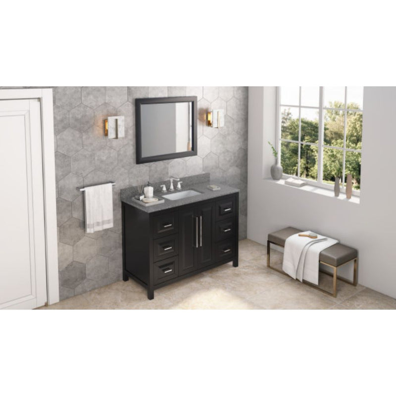 Jeffrey Alexander 48" Black Cade Vanity Rectangle Bowl with Boulder Cultured Marble Vanity Top