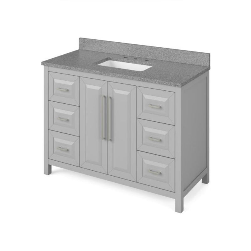 Jeffrey Alexander 48" Gray Cade Vanity Rectangle Bowl with Steel Gray Cultured Marble Vanity Top