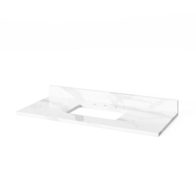 Jeffrey Alexander 48" White Cade Vanity Rectangle Bowl with Calacatta Vienna Quartz Vanity Top