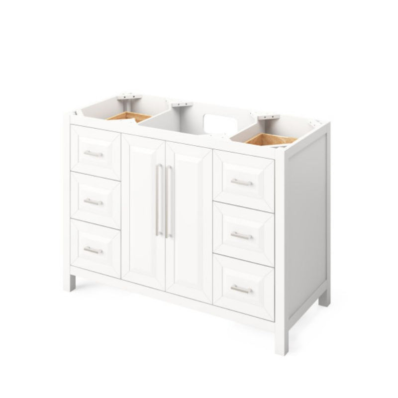 Jeffrey Alexander 48" White Cade Vanity Rectangle Bowl with Steel Gray Cultured Marble Vanity Top