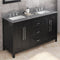 Jeffrey Alexander 60" Black Cade Vanity Double Rectangle Bowl with Steel Gray Cultured Marble Vanity Top