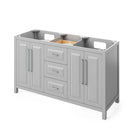 Jeffrey Alexander 60" Gray Cade Vanity Double Rectangle Bowl with Boulder Cultured Marble Vanity Top