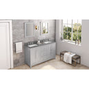 Jeffrey Alexander 60" Gray Cade Vanity Double Rectangle Bowl with Boulder Cultured Marble Vanity Top