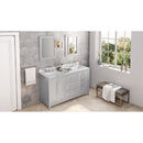 Jeffrey Alexander 60" Gray Cade Vanity Double Rectangle Bowl with Calacatta Vienna Quartz Vanity Top