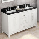 Jeffrey Alexander 60" White Cade Double Rectangle Bowl with Black Granite Vanity Top