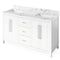 Jeffrey Alexander 60" White Cade Vanity Double Bowl Calacatta Vienna Quartz Vanity Top Undermount Rectangle Bowl VKITCAD60WHCQR