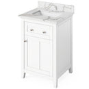 Jeffrey Alexander 24" White Chatham with Calacatta Vienna Quartz Vanity Top Rectangle Bowl