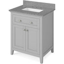 Jeffrey Alexander 30" Gray Chatham with Steel Gray Cultured Marble Vanity Top Rectangle Bowl