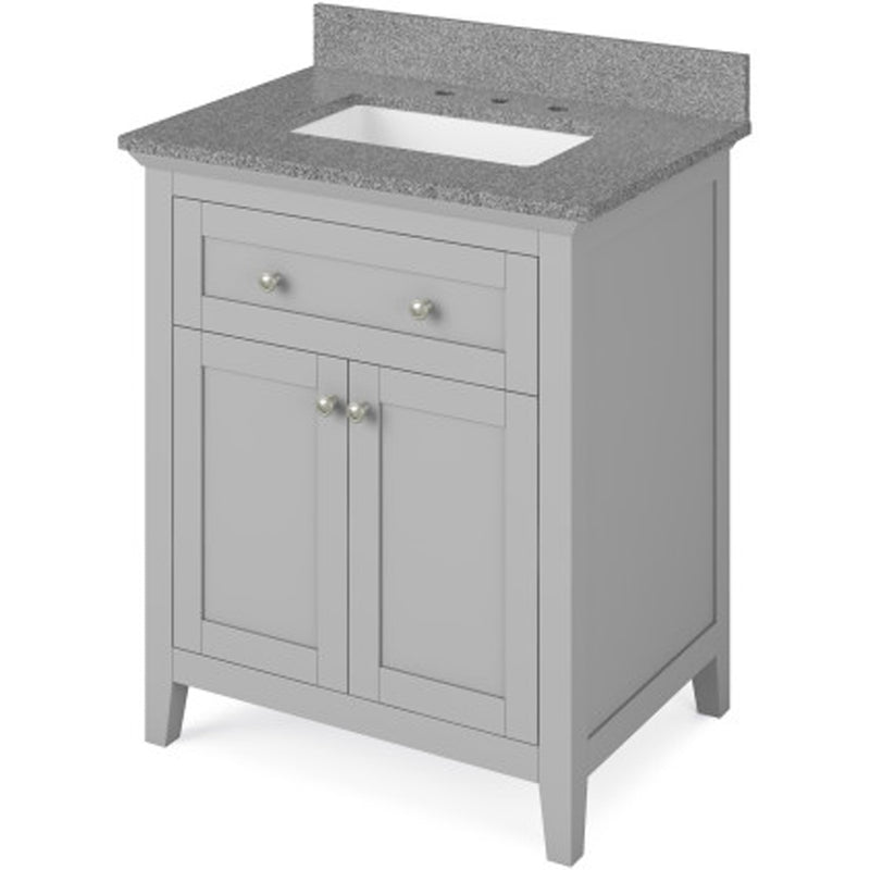 Jeffrey Alexander 30" Gray Chatham with Steel Gray Cultured Marble Vanity Top Rectangle Bowl