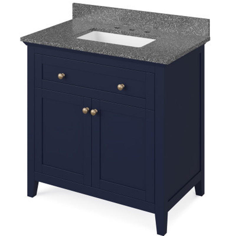 Jeffrey Alexander 36" Hale Blue Chatham with Boulder Cultured Marble Vanity Top Rectangle Bowl