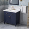 Jeffrey Alexander 36" Hale Blue Chatham with White Carrara Marble Vanity Top Rectangle Bowl