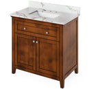 Jeffrey Alexander 36" Chocolate Chatham with Calacatta Vienna Quartz Vanity Top Rectangle Bowl