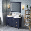 Jeffrey Alexander 48" Hale Blue Chatham with Calacatta Vienna Quartz Vanity Top Rectangle Bowl