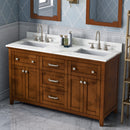 Jeffrey Alexander 60" Chocolate Chatham Double Bowl with Calacatta Vienna Quartz Vanity Top