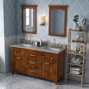 Jeffrey Alexander 60" Chocolate Chatham Double Bowl with Steel Gray Cultured Marble Vanity Top