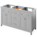 Jeffrey Alexander 60" Gray Chatham Double Bowl with Black Granite Vanity Top