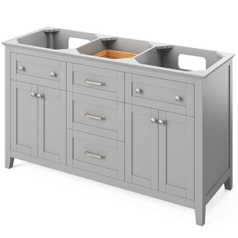 Jeffrey Alexander 60" Gray Chatham Double Bowl with Black Granite Vanity Top