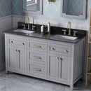 Jeffrey Alexander 60" Gray Chatham Double Bowl with Black Granite Vanity Top