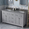 Jeffrey Alexander 60" Gray Chatham Double Bowl with Boulder Cultured Marble Vanity Top