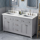 Jeffrey Alexander 60" Gray Chatham Double Bowl with Calacatta Vienna Quartz Vanity Top