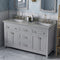 Jeffrey Alexander 60" Gray Chatham Double Bowl with Steel Gray Cultured Marble Vanity Top