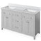 Jeffrey Alexander 60" Gray Chatham Double Bowl with White Carrara Marble Vanity Top